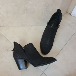 Jeffrey Campbell black snake skin effect booties